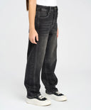 Скини дънки за момиче сиви с коси странични шевове Button Blue