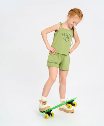 Топ за момиче зелен с връзки и принт Button Blue