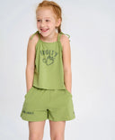 Топ за момиче зелен с връзки и принт Button Blue