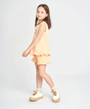 Топ за момиче оранжев с къдрици и принт Button Blue