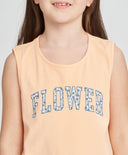 Топ за момиче оранжев с къдрици и принт Button Blue