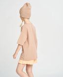 Тениска за момиче бежова с къс ръкав и принт лама Button Blue