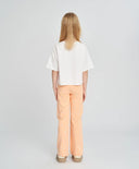 Кроп топ тениска за момиче бяла с къс ръкав и принт Button Blue