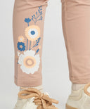 Клин за момиче кафяв с ластичен колан и принт Button Blue