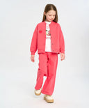 Бомбър оверсайз за момиче с копчета и принт коралов Button Blue