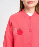 Бомбър оверсайз за момиче с копчета и принт коралов Button Blue