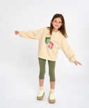 Суитшърт оверсайз детски млечнобял с принт Button Blue