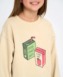 Суитшърт оверсайз детски млечнобял с принт Button Blue