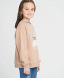 Суитшърт за момиче оверсайз бежов с принт "Гъски" Button Blue