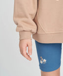 Суитшърт за момиче оверсайз бежов с принт "Гъски" Button Blue