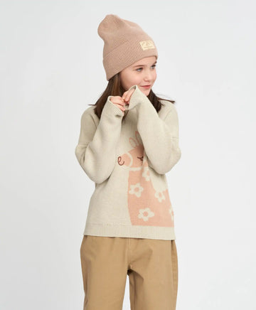 Джемпър за момиче сив оверсайз с лама Button Blue