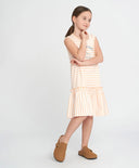 Сарафан за момиче с къс ръкав на райета и с принт мултиколор Button Blue