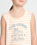 Сарафан за момиче с къс ръкав на райета и с принт мултиколор Button Blue