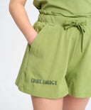 Шорти за момиче зелени леки с ластичен колан и принт Button Blue