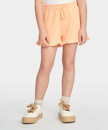 Шорти за момиче оранжеви с къдрици и принт Button Blue