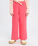 Широки спортни панталони за момиче с ластичен колан коралови Button Blue