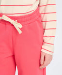 Широки спортни панталони за момиче с ластичен колан коралови Button Blue