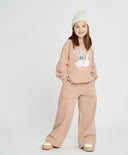 Панталони палацо за момиче бежови с ластичен колан Button Blue