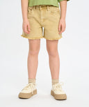 Дънкови шорти за момиче млечнобели с ластичен колан и ресни Button Blue