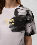 Тениска за момиче с асиметричен принт бяла Gulliver