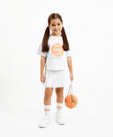 Тениска за момиче, оверсайз с тиснен декор, бяла Gulliver