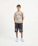 Трикотажни шорти с ластичен колан за момче, графитени, Gulliver