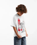 Тениска с къс ръкав за момче с оригинален принт, бяла, Gulliver