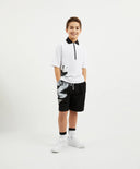 Къс панталон от футер с ластичен колан за момче, черен, Gulliver