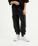 Панталон тип джогър от футер с ластичен колан за момче, сив, Gulliver