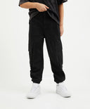 Панталон тип джогър от памук с карго джобове за момче, черен, Gulliver