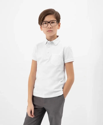 Поло с къс ръкав от пике, бяло за момче Gulliver