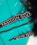 Зимно палто от лъскав дъждобран с цип отстрани тюркоазен Gulliver