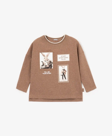 Свободна блуза с дълъг ръкав кафяв цвят Gulliver