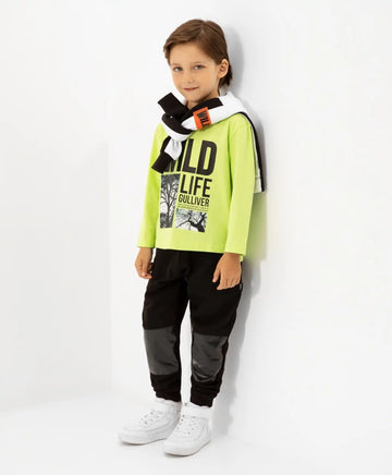 Блуза с дълъг ръкав зелен цвят Gulliver