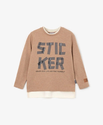 Блуза с дълъг ръкав от меланжирано трико кафяв Gulliver