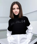 Комбинирана блуза бяла за МОМИЧЕ основен изглед