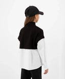 Комбинирана блуза с обемни ръкави бяла Gulliver