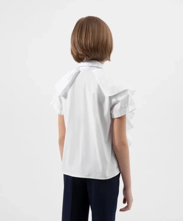 Блуза с къс ръкав и големи волани бяла от Gulliver