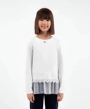 Трикотажна блуза бяла за МОМИЧЕ основен изглед