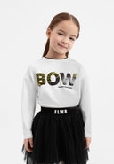 Бяла блуза с дълъг ръкав, паднало рамо и удължен гръб от Gulliver