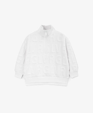 Худи с висока яка и цип от капитоне бяло за момиче Gulliver