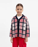 Плетен кардиган на каре мултиколор за момиче Gulliver