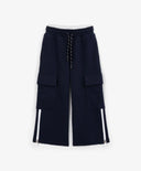 Разкроени панталони с карго джобове и ципове на крачолите тъмносини за момиче Gulliver