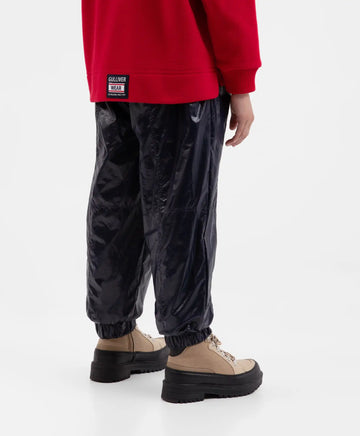 Полусезонни панталони от бляскав плат тъмносини с поларена подплата за момиче Gulliver