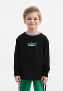 Черна блуза с дълъг ръкав, умерено свободна кройка и паднало рамо от Gulliver