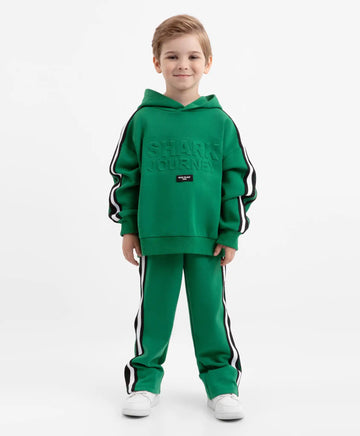 Трикотажни панталони с лампаси зелени за момче Gulliver