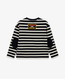 Трикотажен лонгслив с налакътници на райета син за момче Gulliver