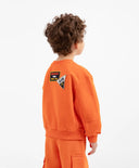 Суитшърт от футер с принт и апликации оранжев за момче Gulliver