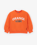Суитшърт от футер с принт и апликации оранжев за момче Gulliver