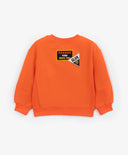 Суитшърт от футер с принт и апликации оранжев за момче Gulliver